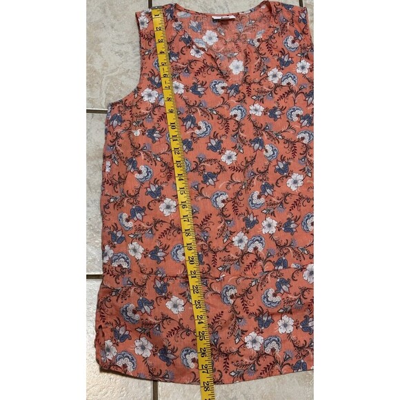 J. JILL LOVE LINEN Women Size M Split Neck Floral Top Blouse Timeless Boho Beach - Picture 8 of 11